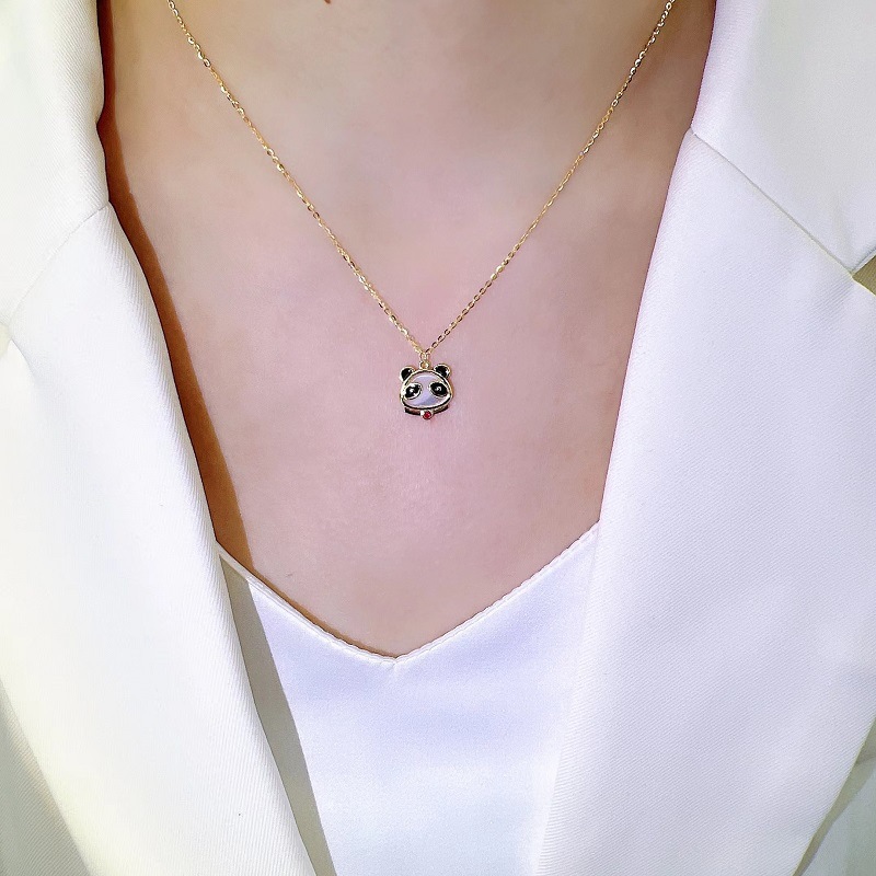 可爱胖墩墩熊猫项链女韩版时尚可爱胖锁骨链情人节送礼物外贸货源