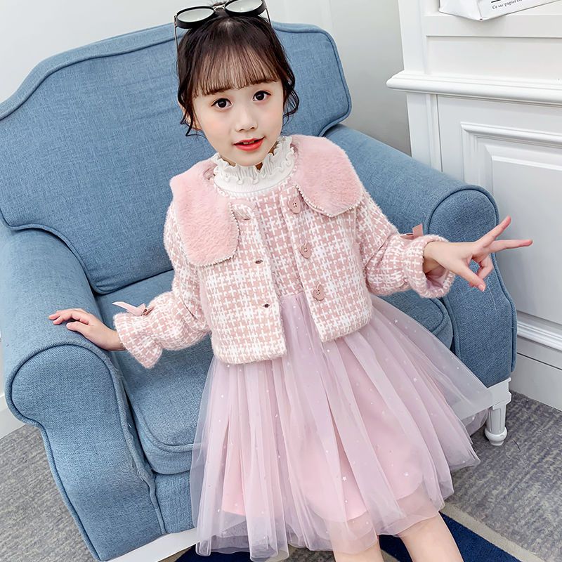 女童套装裙加绒2022新款冬装韩版儿童装中大童秋冬季公主裙两件套