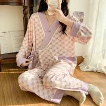 夏季薄款莫代尔月子服产后产妇哺乳喂奶家居服3月份4春秋孕妇睡衣