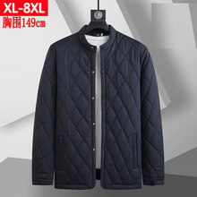 XL-8XL冬季加大加肥衬衫领系扣薄棉加肥加大码中老年立领棉服