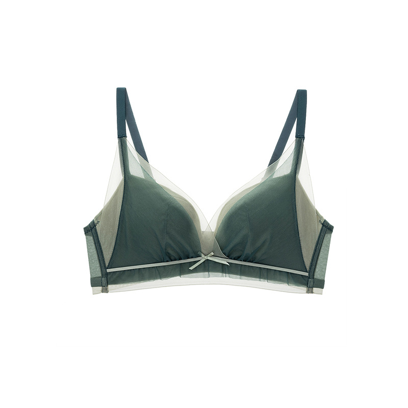 6085 Wireless Underwear Women's Medium Thick Soft Sexy Mesh Silk Modal Lining Push up Bra Set