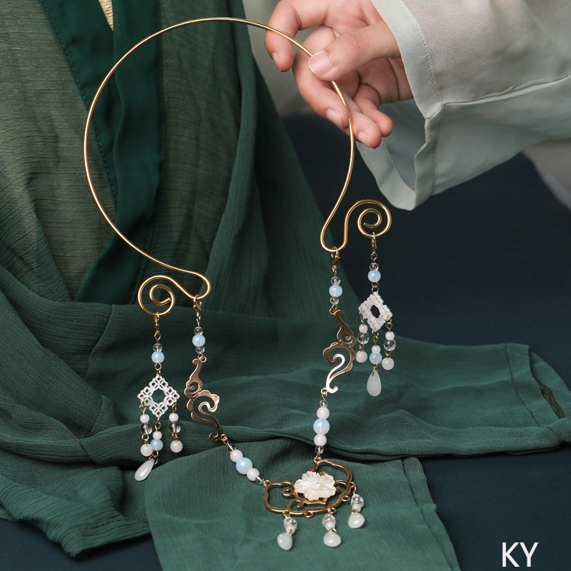 网红项圈明制汉服配饰古风项链流苏吊坠簪娘古装首饰少女坦领饰品