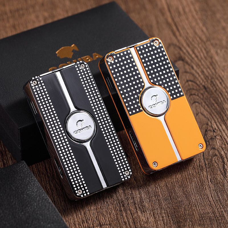 cohiba充气雪茄打火机 防风三直冲打火机创意蓝焰金属气体点烟器