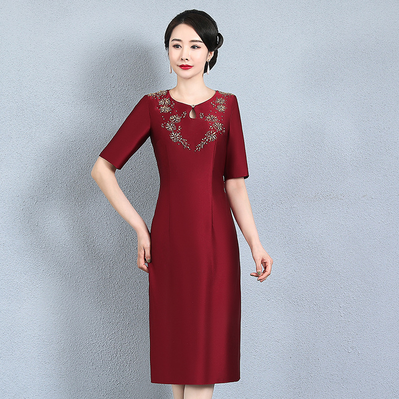 2021新款旗袍妈妈装婚宴礼服喜婆婆装高贵年轻妈妈礼服旗袍高端