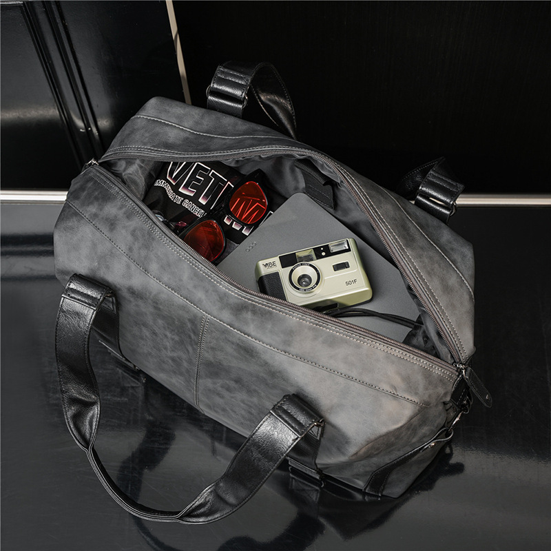 New Frosted Pu Men's Handbag Fashion Casual Messenger Bag Men's Pu Travel Bag Large Capacity Luggage Bag