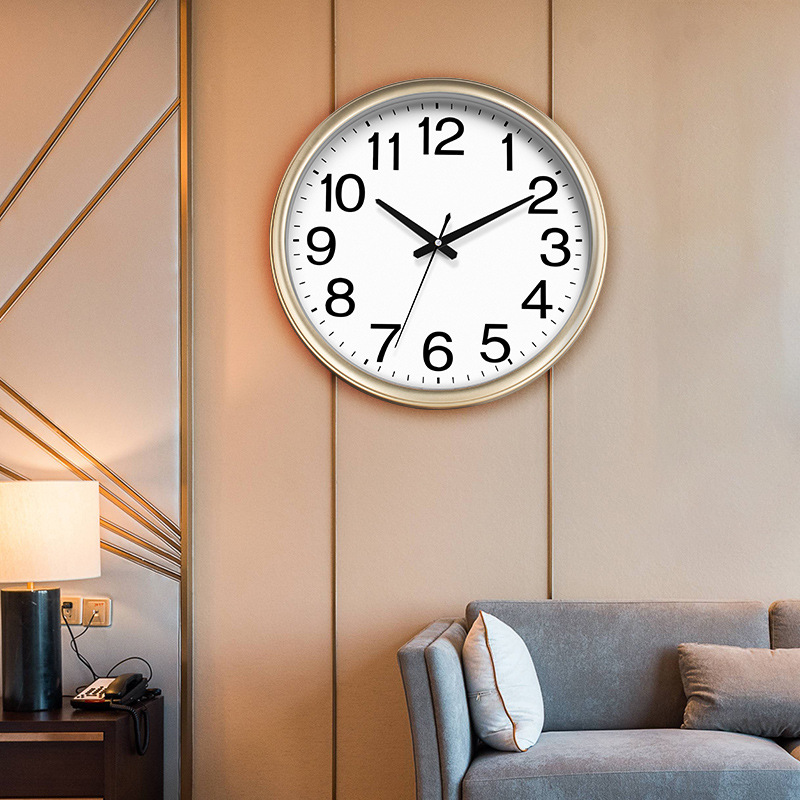 家用时钟挂钟万年历星期温度显示钟表 客厅卧室餐厅圆形挂钟表