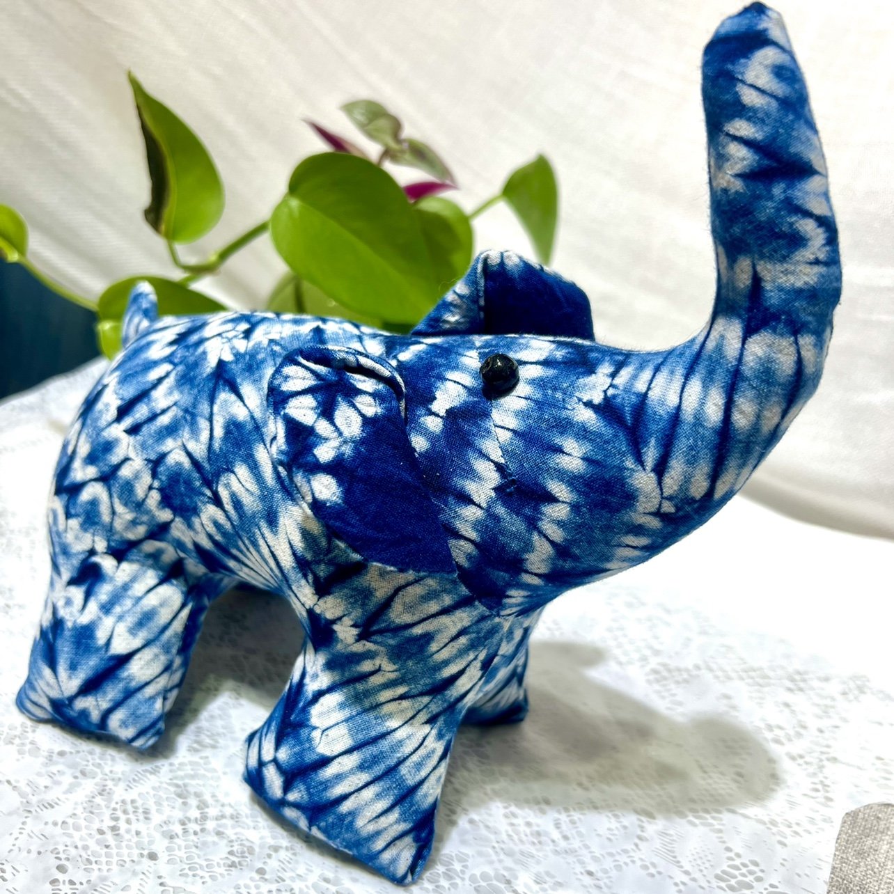 云南扎染玩偶大象摆件大理手工板蓝根蓝染布偶儿童玩具送女友公仔