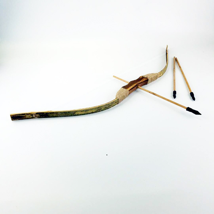 儿童玩具弓箭 竹制儿童仿真弓箭 传统怀旧玩具套装自带箭筒三支箭