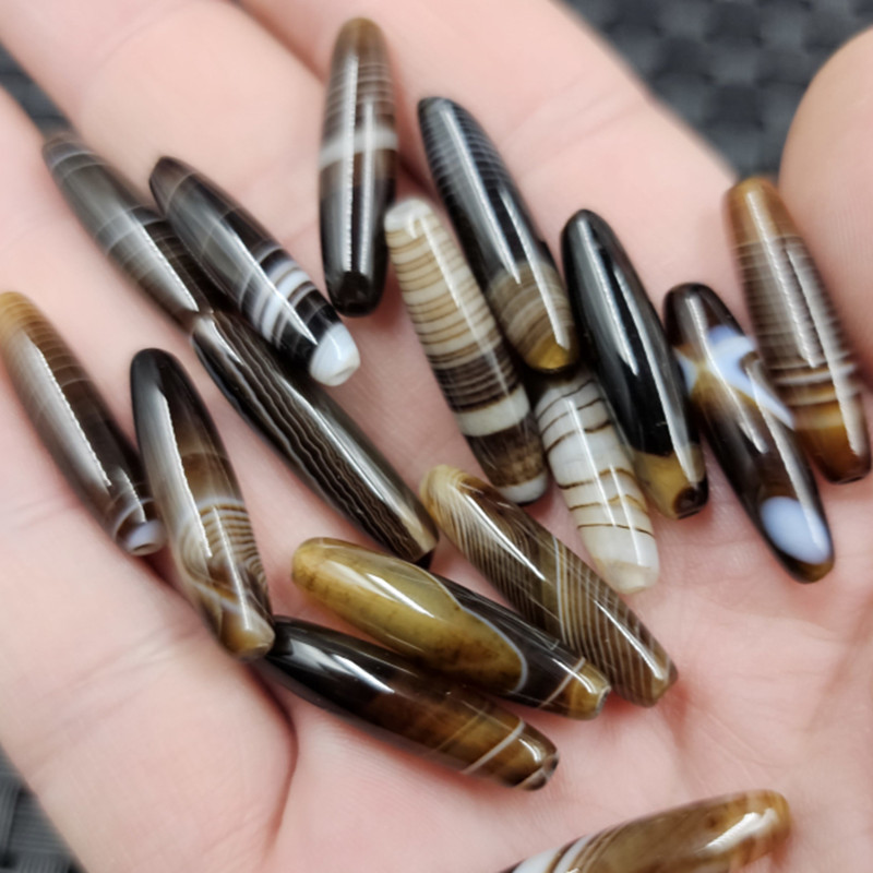 缠丝玛瑙米珠玉坠散珠咖啡色30毫米玛瑙路路通珠子diy手链项链珠