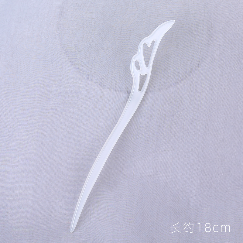 Antique Hair Accessories Acetate Hairpin Plain White Hairpin Simple Modern Imitation Jade Hair Clasp Cheongsam Accessories Headdress for Han Chinese Clothing Female