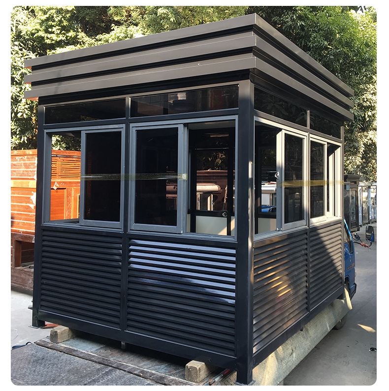 方形钢结构岗亭户外可移动成品小区门卫值班室不锈钢治安收费亭