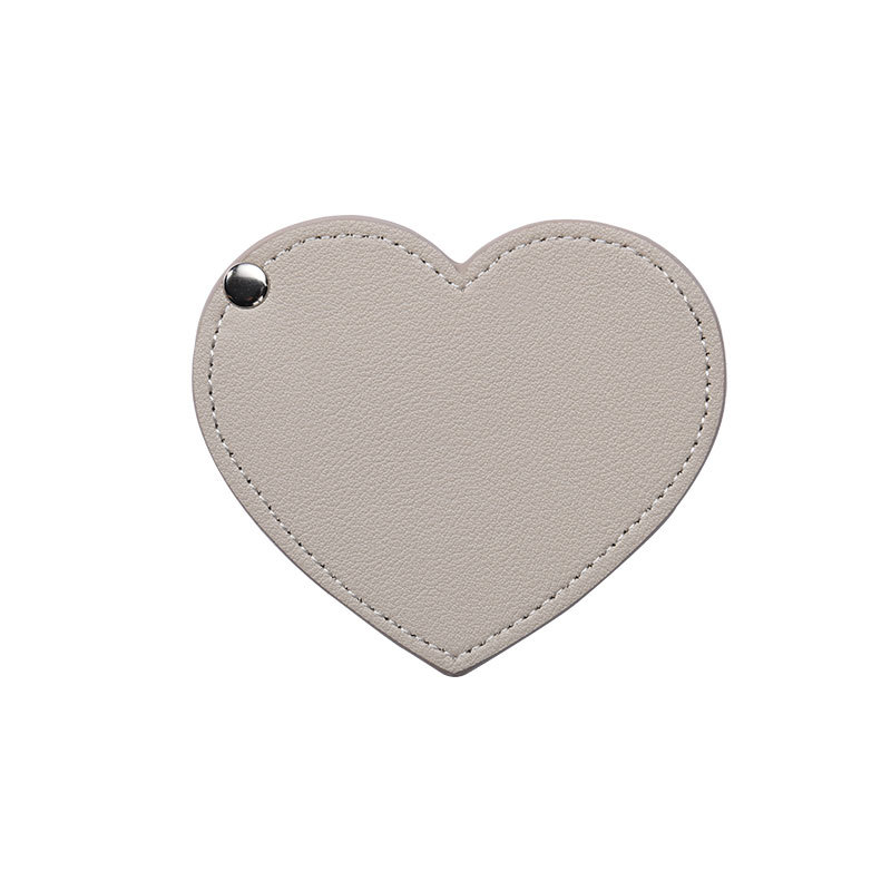 Portable Heart-Shaped Rotating Mirror Leather Love Mirror Portable Mirror Couple Gift Advanced Makeup Mirror Handheld Mirror