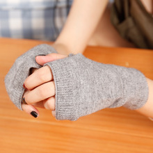 手套男女士秋冬保暖可爱韩版半指手套女短款学生写字漏指羊毛手套