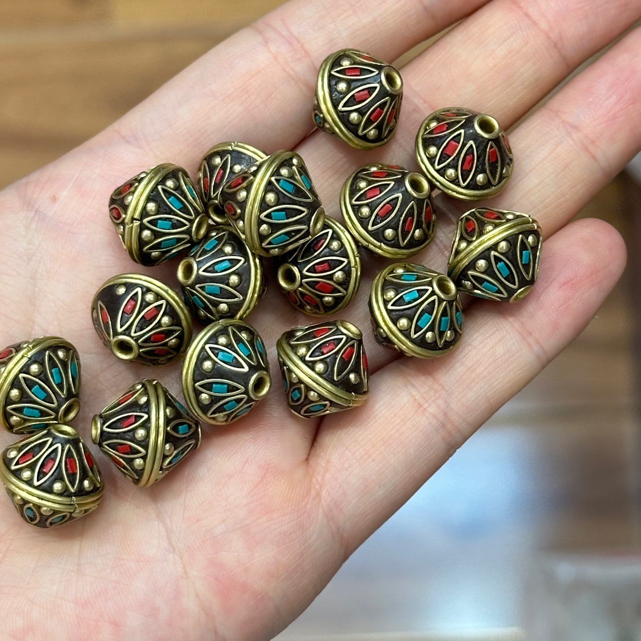 尼泊尔手工珠子铜珠散珠民族风格饰品手链配件珠diy配饰diy文玩佛