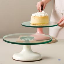 台裱花家用烘焙工具抹面转台商用奶油蛋糕转盘裱花钢化玻璃可旋转