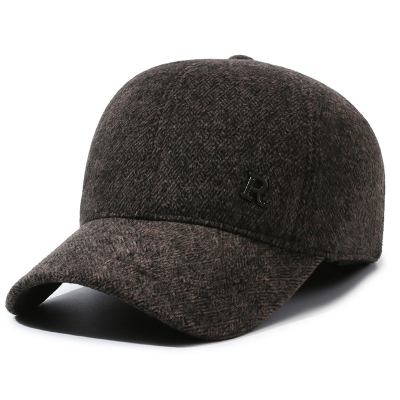 Cotton Hat Men's Middle-Aged and Elderly Baseball Cap Winter Outdoors Thick Wool Warm Ear Protection Hat Peaked Cap Men