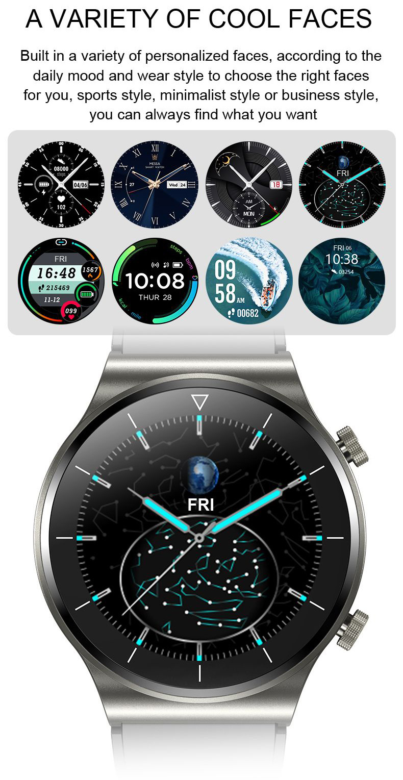 跨境外贸太空人表盘运动通话智能手环防水游泳血压测心率圆屏手表