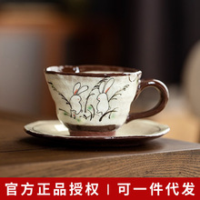 现货日本进口手工陶瓷茶杯套杯织部樱花水杯日式家用兔子咖啡杯子