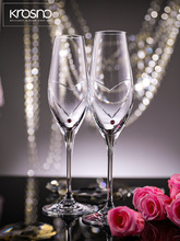 Krosno波兰进口 家用送礼高颜值 镶钻香槟杯 相随相印系列礼盒装