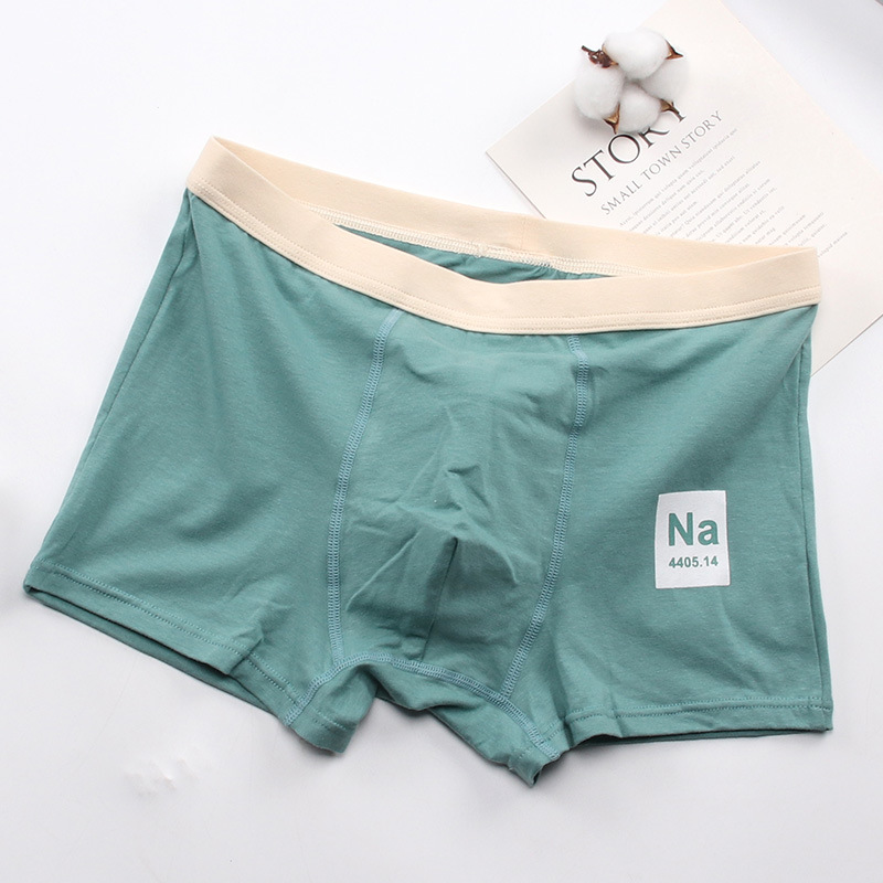 Teenagers Boxer Briefs Periodic Table Printed Men's Underwear Boyshorts Cotton Pants Wholesale