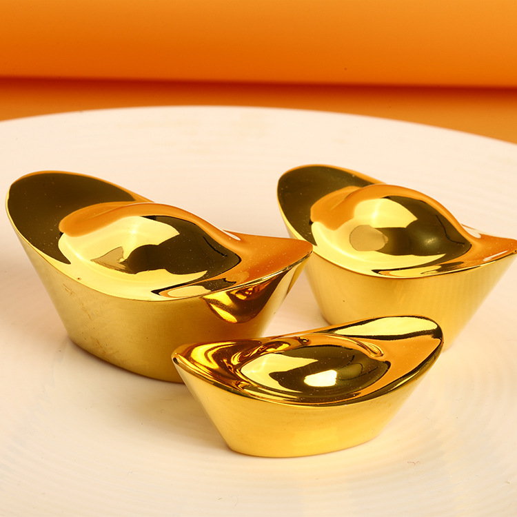 铜元宝纯铜光面实心金元宝聚财大小号工艺品厂家批发家居摆件供奉