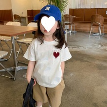 女童装插肩短袖t恤2024新款纯棉夏装儿童衣服大童小女孩夏款上衣