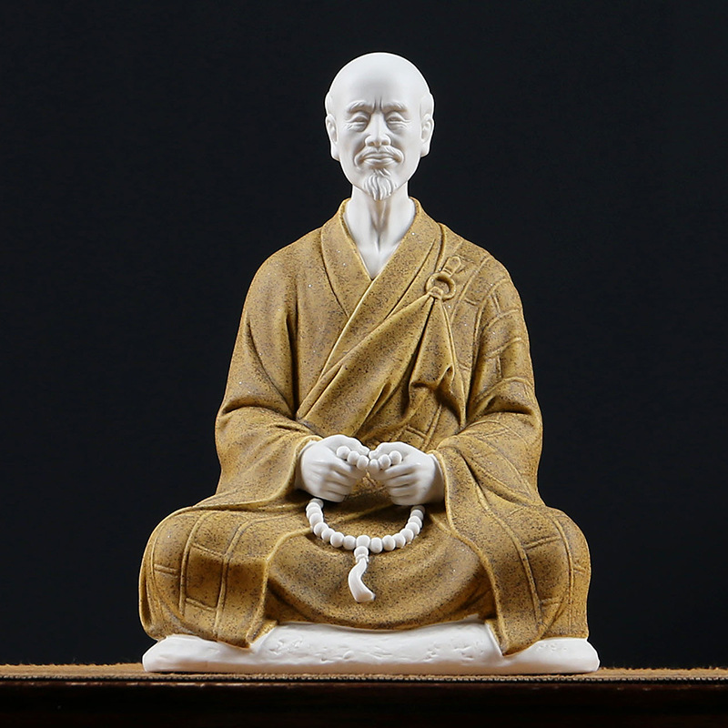 陶瓷弘一法师摆件 禅意佛家人物大师雕塑佛像工艺品家居客厅装饰