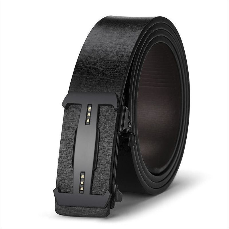 New Men's Leather Belt Genuine Leather Toothless Automatic Buckle Inner Wear Casual Business Cowhide Belt Youth All-Matching Pant Belt Men