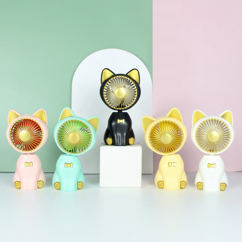 Cute Cat Desktop Charging Fan 1 When Wind Speed with Night Light Usb Charging Children's Toy Gift Wholesale