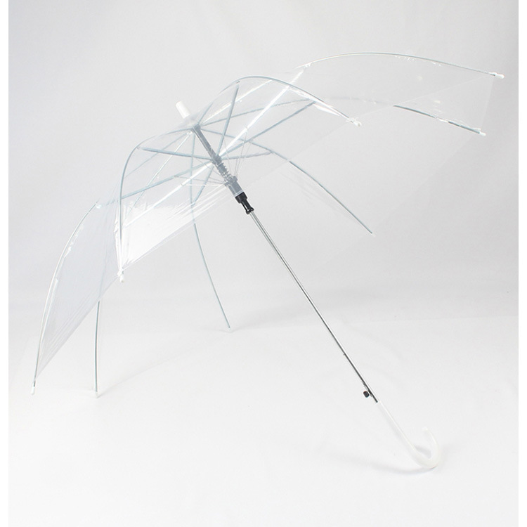 塑料伞pvc透明雨伞自动长柄白色透明伞小清新网红雨伞直柄伞便宜