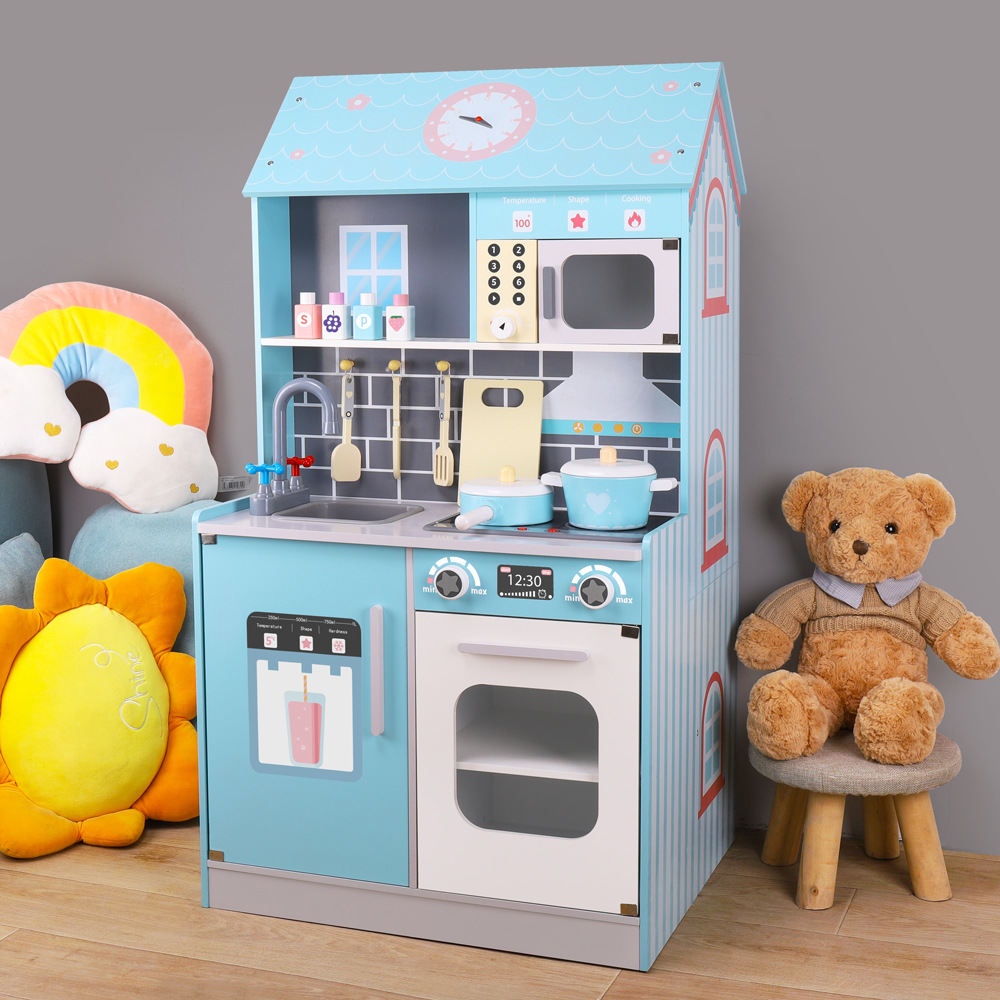北欧风多功能儿童娃娃屋 男孩女孩做饭煮过家家厨具 仿真厨房玩具