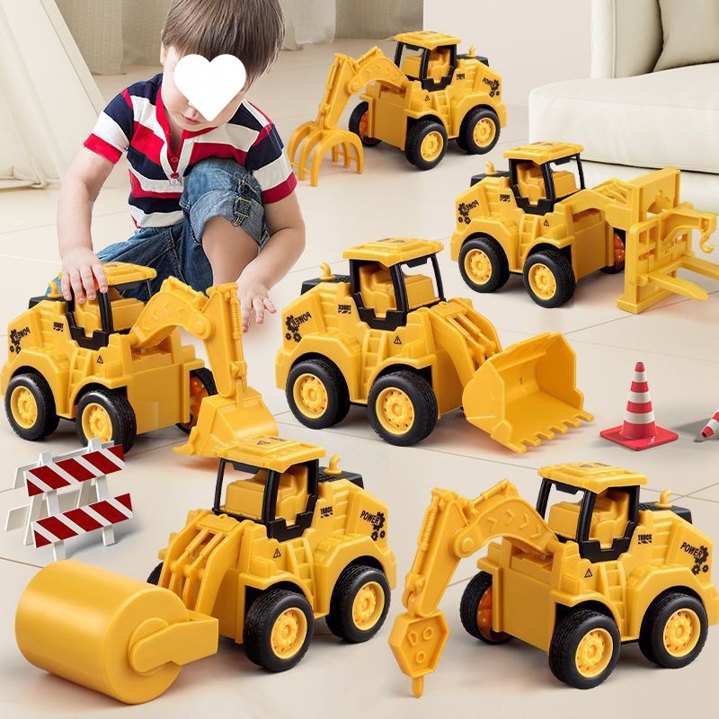 叉车玩具儿童按压小汽车挖掘机挖土机压路机推土机工程车套装男孩