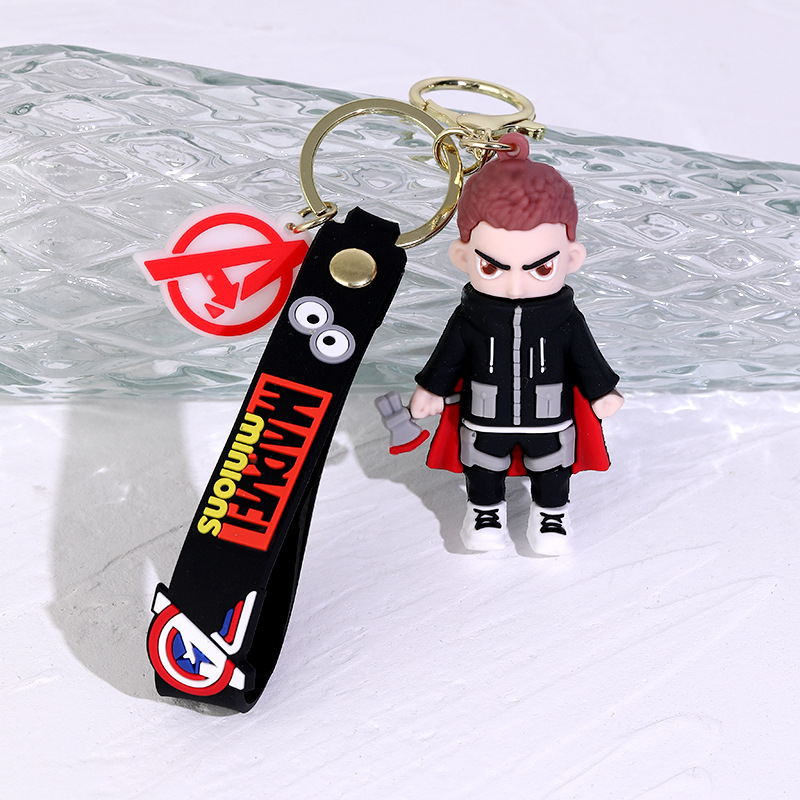 Cartoon Avengers Silicone Doll Keychain Pendant Spider-Man Key Chain Bag Car Pendant Gift