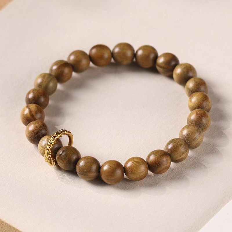 绿檀木古风禅意单圈念珠檀木8mm情侣手串紫檀珠跑环手链清香 批