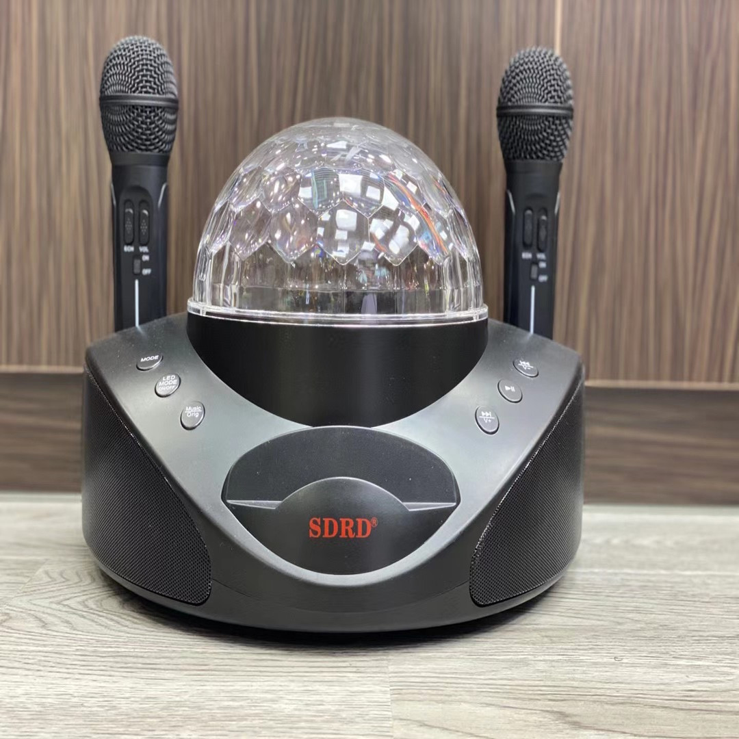 sdrd308厂家无线麦克风家用ktv音箱话筒一体机蓝牙音箱七彩卡拉ok