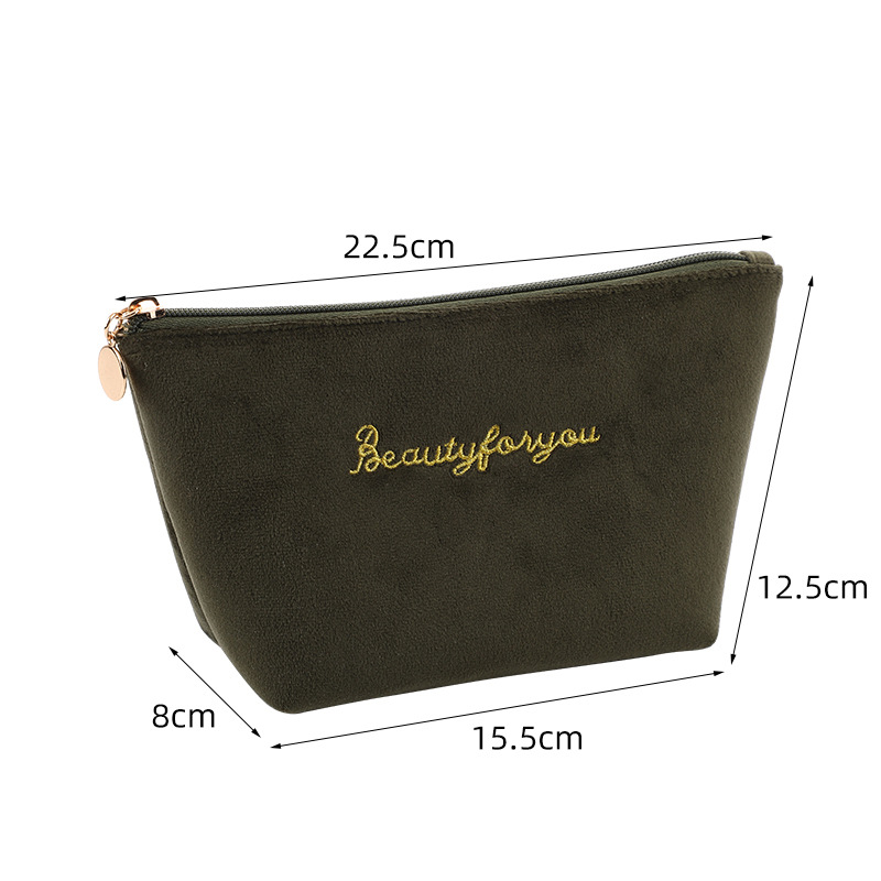 Modern Fashion Korean Style Flannelette Makeup Bag Women's Large Capacity Storage and Carrying Cosmetic Bag Coin Purse Lipstick Bag