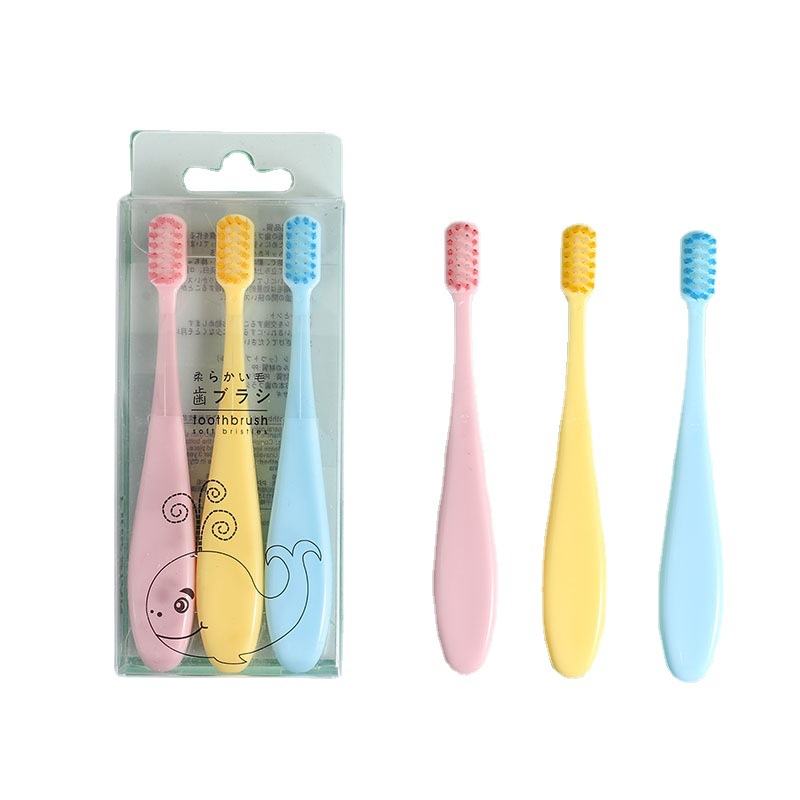 Macaron Toothbrush 3PCs Fine Soft Hair 3PCs Children's Toothbrush Small Head Candy Color Baby Toothbrush Three-Piece Set