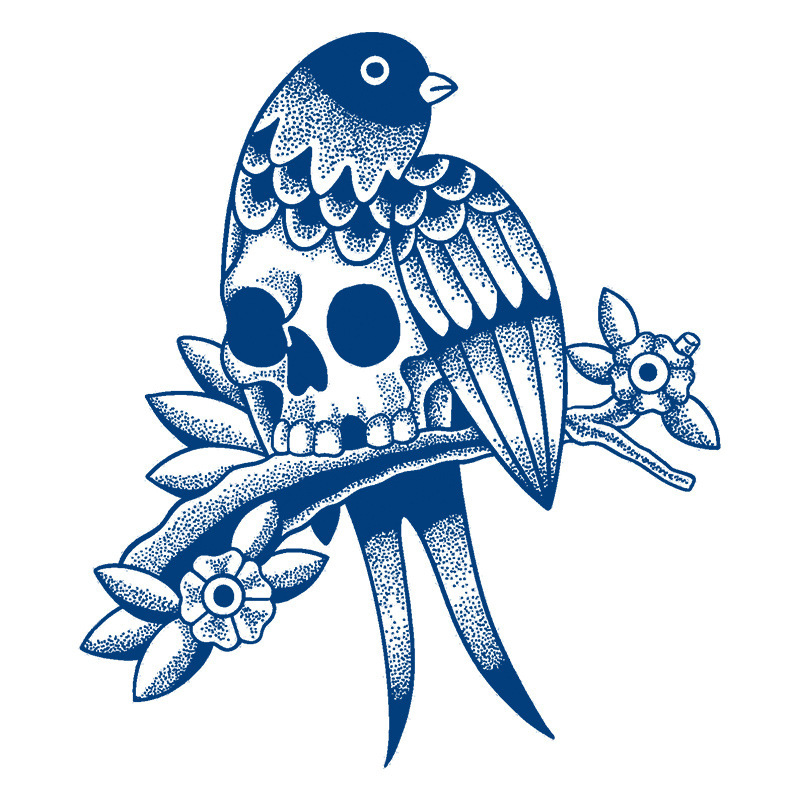 草本纹身贴花臂暗黑系飞鸟防水仿真持久男手臂后背半永久胸前女