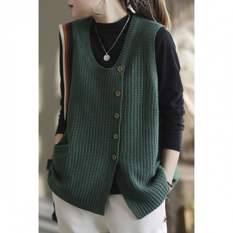 新款针织马甲女春装毛线宽松时尚毛背心女士坎肩毛衣背心马夹外搭
