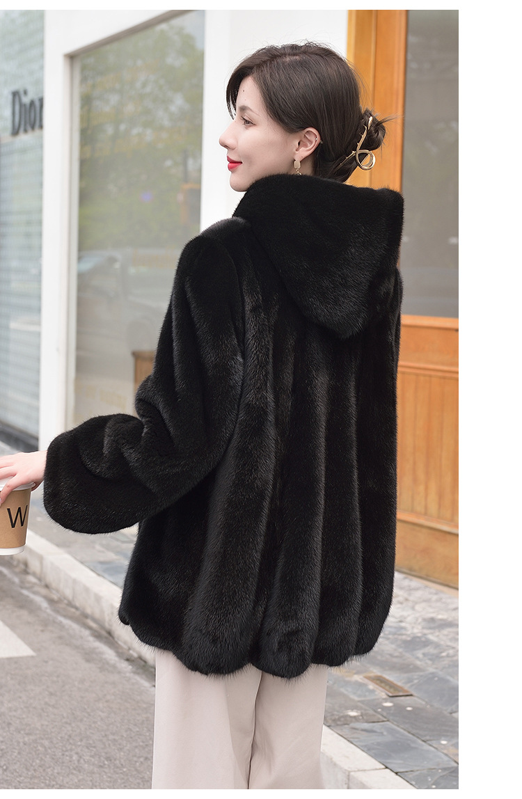 新款水貂皮大衣女貂皮女装整貂真皮连帽海宁皮革城皮草外套女真毛