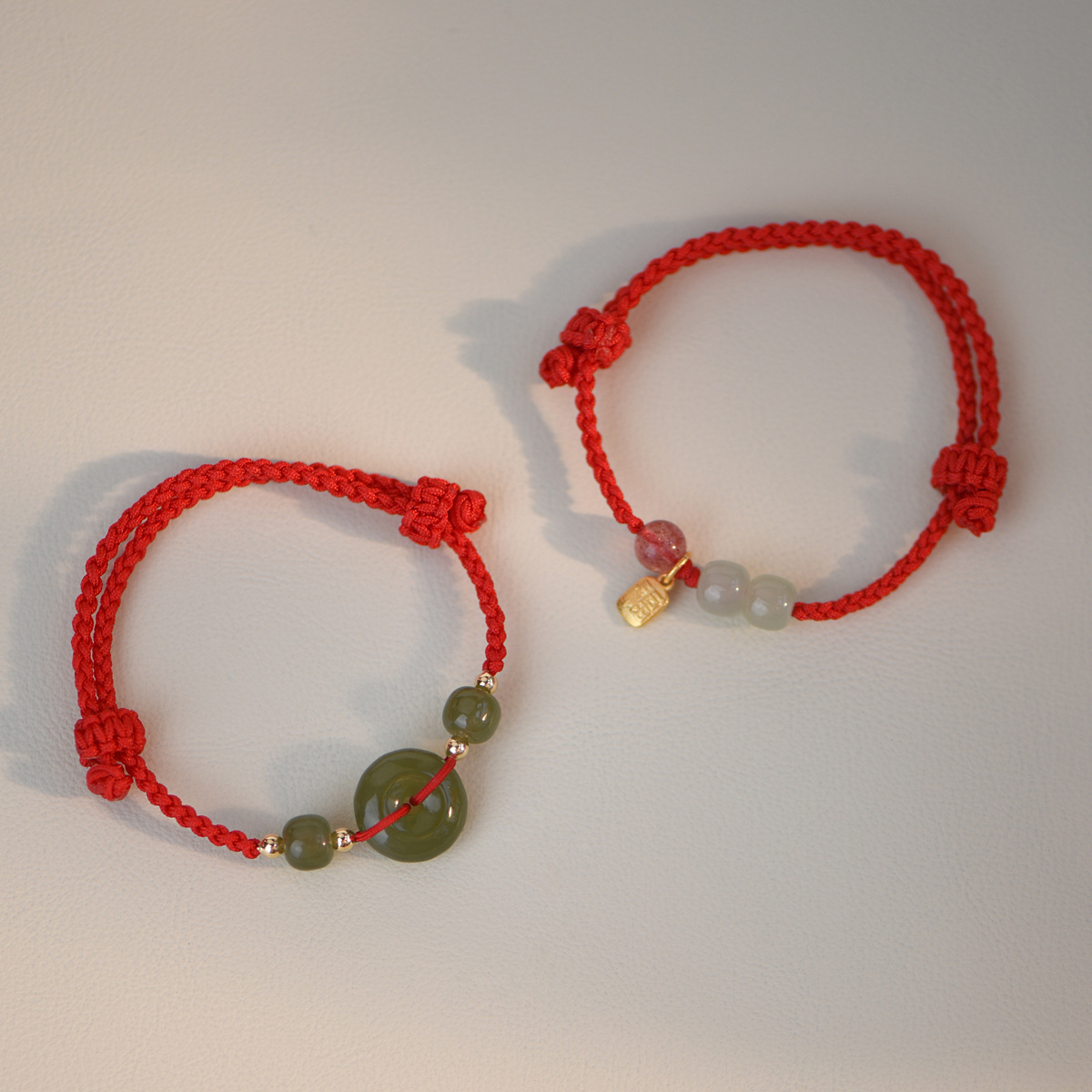 尚奢 和田玉平安扣转运珠红绳手链轻奢好运本命年编绳闺蜜