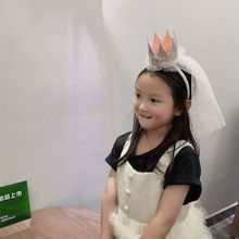 小女孩头箍公主生日节日网纱皇冠可爱儿童happy birthday发箍头饰