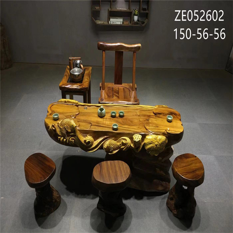 根雕茶台整体树根茶几茶海实木天然功夫茶桌原木木雕金丝楠木茶桌