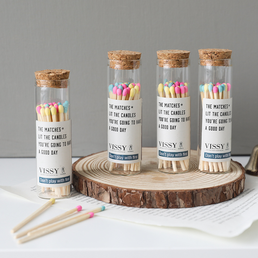 Multi-Color Aromatherapy Candle Creative Bottled Match Wholesale Birthday Gift Long Handle Color Bottled Match Candle Accessories