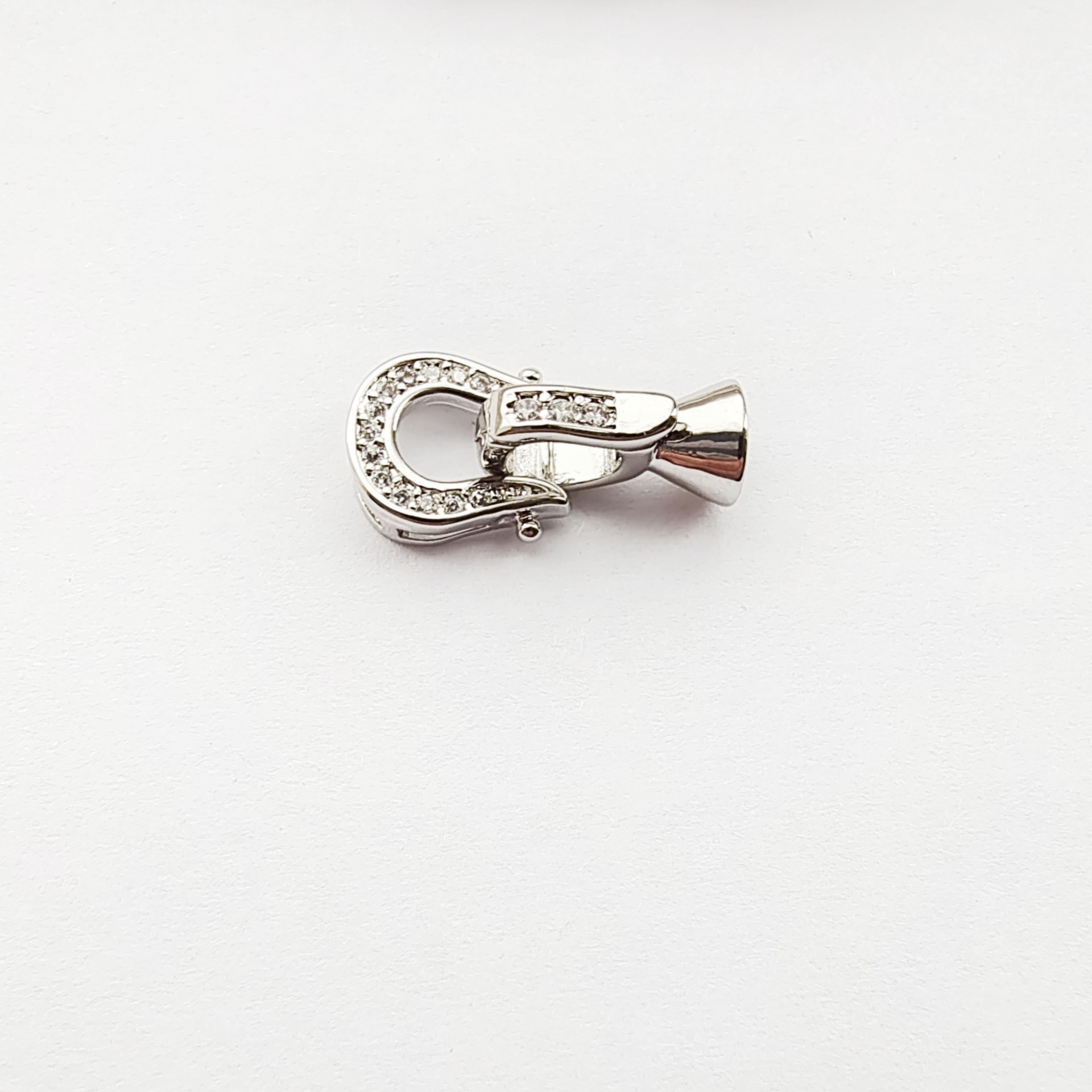 diy配件铜镀18k金珍珠饰品扣 镶锆石马蹄形项链扣手链扣头连接扣