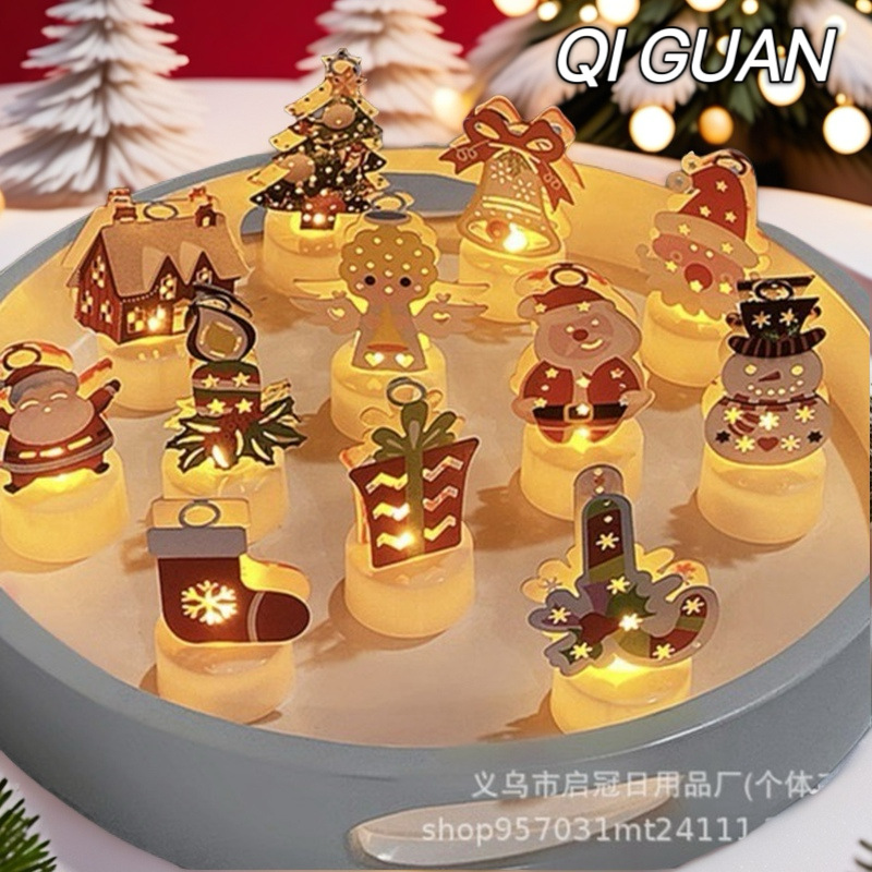 LED电子蜡烛灯圣诞节圣诞树圣诞老人雪人创意蜡烛小夜灯装饰摆件