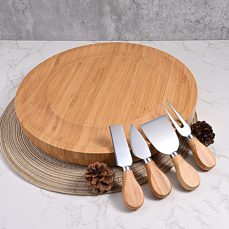 Bamboo Cheese Chopping Board Set with Knife Drawer Cheese Board Cheese Board Chopping Board round Cheese Board