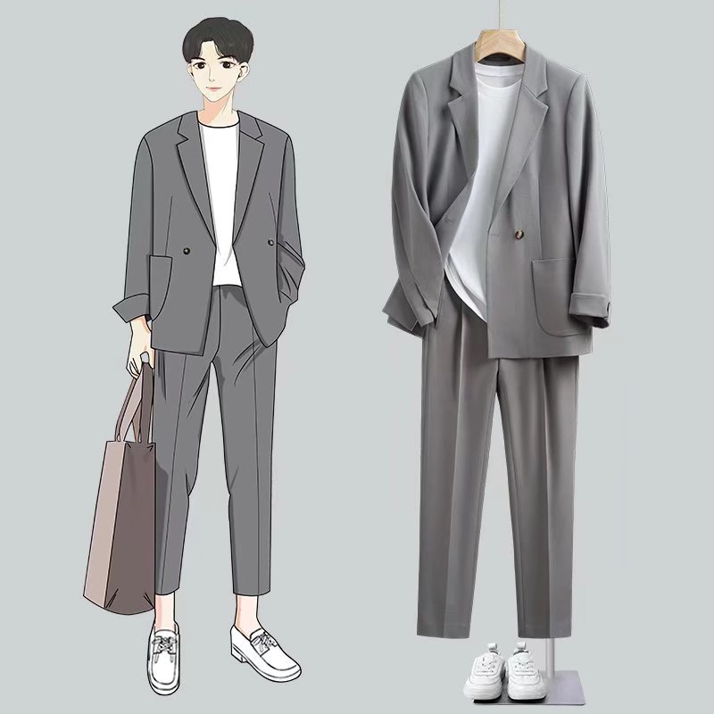 休闲西装外套男设计感小众新款春秋气质高级感炸街小西服职业套装