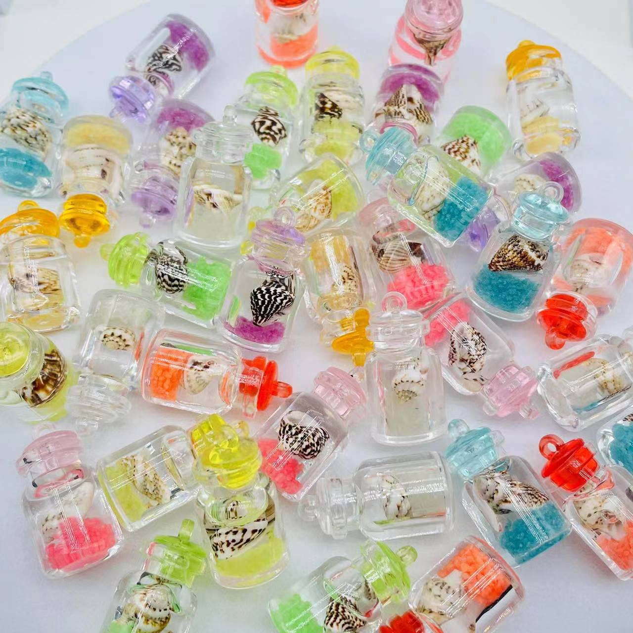 Transparent Glass Jar Simulation Conch Luminous Drift Bottle Shell Earrings Bag Keychain Pendant DIY Ornament Accessories