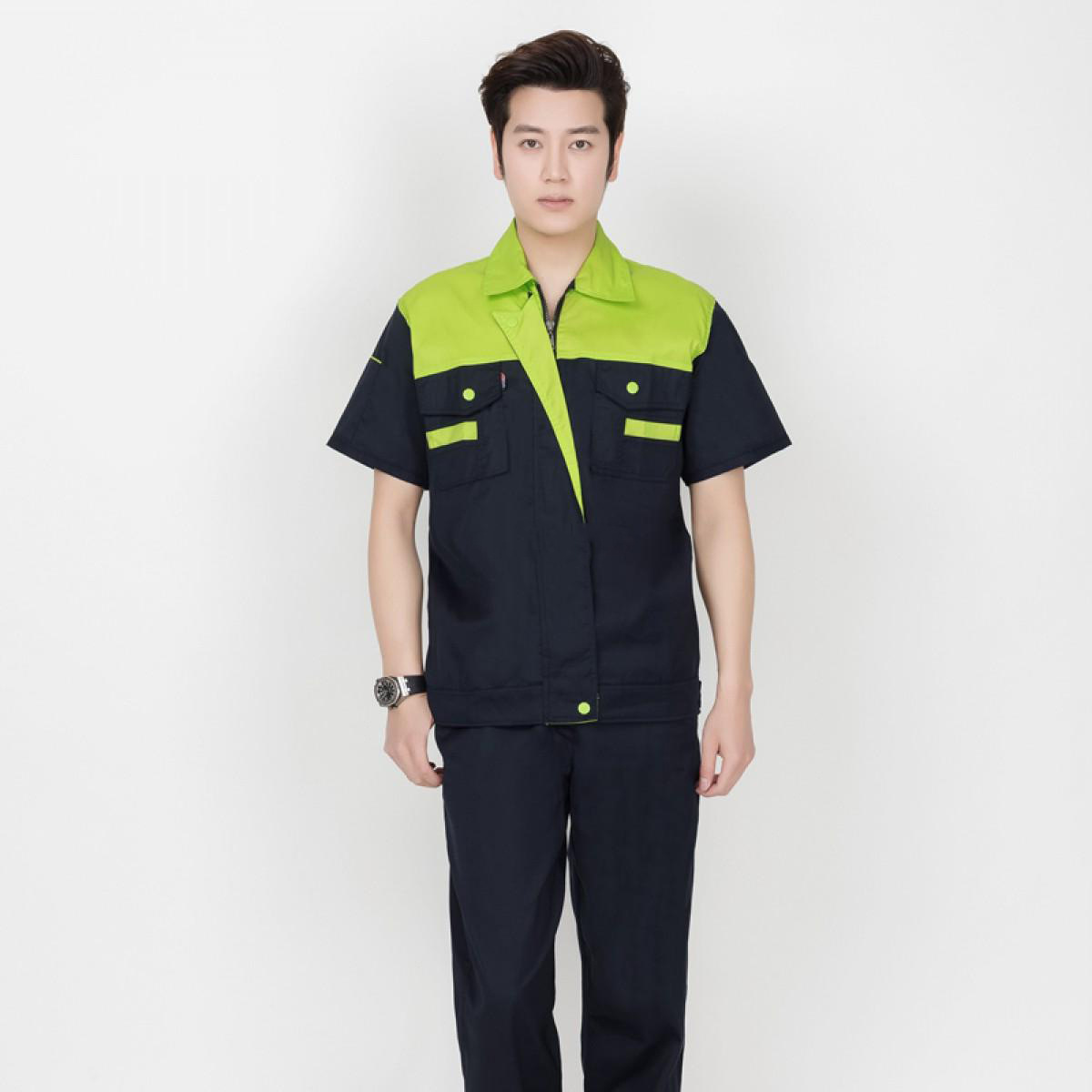 夏季短袖工作服套装男耐磨汽修机电工定制上衣工厂车间劳动劳保-报价